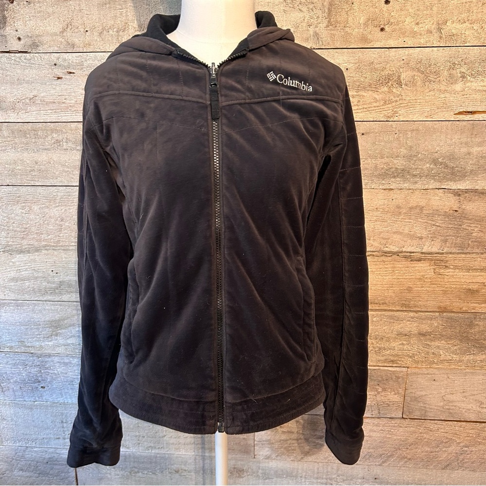 Columbia black fleece zip up hooded jacket in 18/20 youth